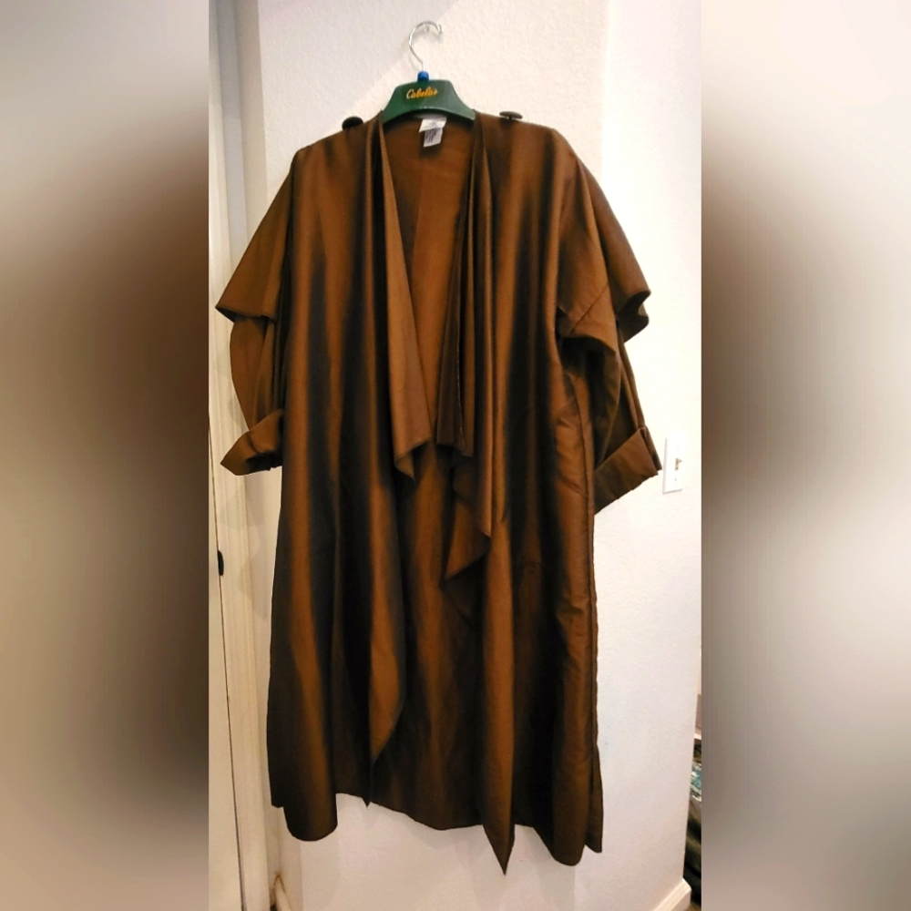 Vintage Brown Open Front Drape Coat /  Cape